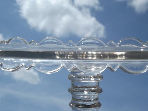 photo of antique Apollo pattern glass cake stand pedestal plate, vintage EAPG #6