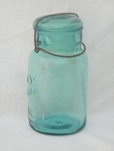 photo of antique Ball Ideal mason jars/canisters, lightning lids and 1908 patent #2
