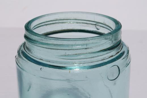 photo of antique  Ball mason jars, vintage aqua blue glass storage jar w/zinc lid #3