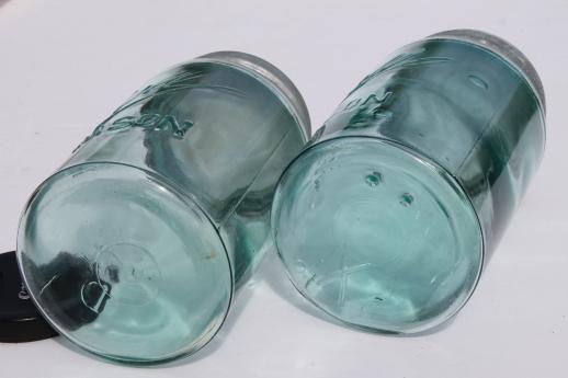 photo of antique  Ball mason jars, vintage aqua blue glass storage jar w/zinc lid #5