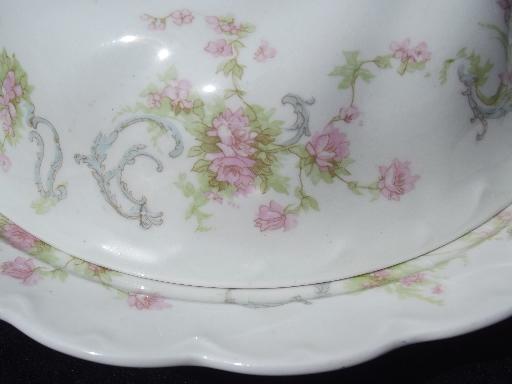 photo of antique Baroda pink floral Johnson Bros china round covered butter dish #6