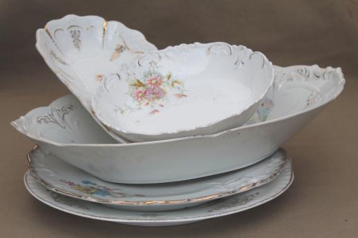 photo of antique Bavaria & Germany china bowls lot, embossed porcelain w/ lovely old florals #1