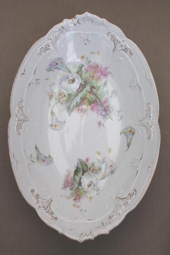 photo of antique Bavaria & Germany china bowls lot, embossed porcelain w/ lovely old florals #2