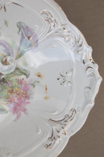 photo of antique Bavaria & Germany china bowls lot, embossed porcelain w/ lovely old florals #4