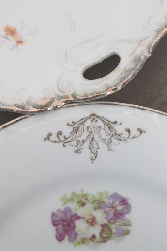 photo of antique Bavaria & Germany china bowls lot, embossed porcelain w/ lovely old florals #6