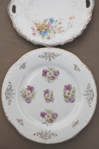 photo of antique Bavaria & Germany china bowls lot, embossed porcelain w/ lovely old florals #8