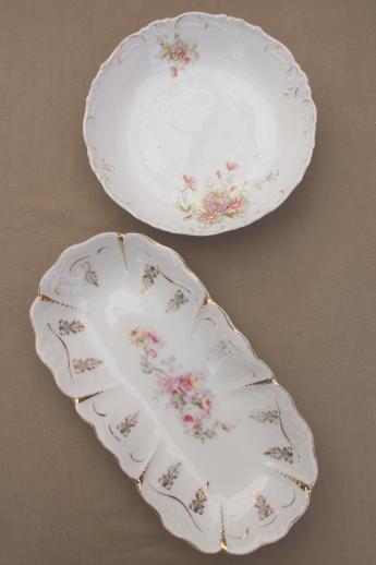 photo of antique Bavaria & Germany china bowls lot, embossed porcelain w/ lovely old florals #12