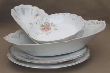 catalog photo of antique Bavaria & Germany china bowls lot, embossed porcelain w/ lovely old florals