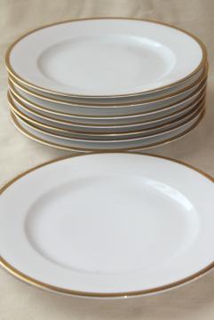 catalog photo of antique Bavaria china, Baronial gold band white porcelain salad plates vintage 1910