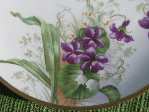 photo of antique Bavaria china plate, hand-painted violets and lily of the valley #2