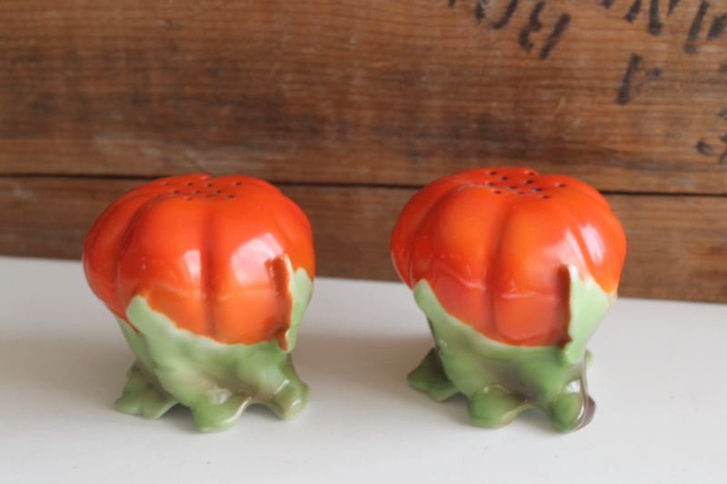 photo of antique Bavaria hand painted china S&P shakers, heirloom tomatoes or cinderella pumpkins  #1