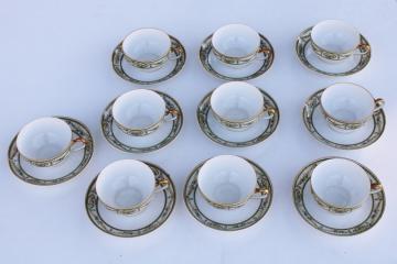 antique Bavaria porcelain cups & saucers, early 1900s vintage Paul Muller mark