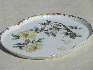 catalog photo of antique CFH GDM porcelain tray w/ roses, c. 1890s Charles Field Haviland china