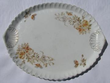 catalog photo of antique Carlsbad - Austria porcelain, floral china perfume tray for vanity / dresser