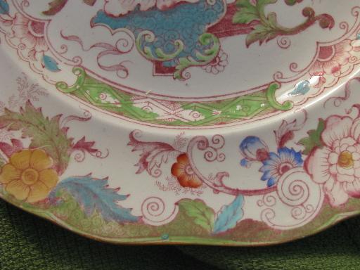 photo of antique Cauldon china dinner plates, Chinese peonies or India tree floral #5