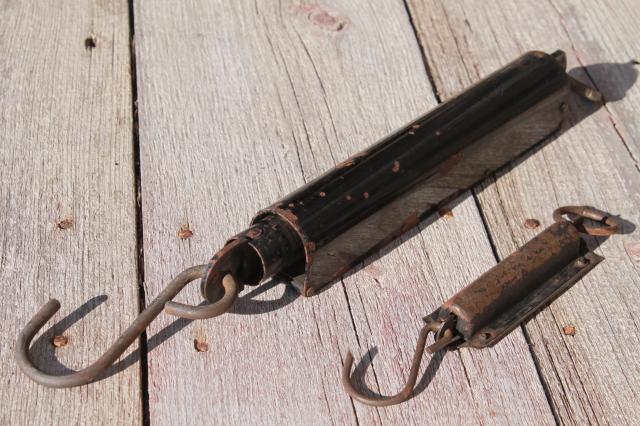 photo of antique Chatillon brass scales, 25 lb & 50 lb hanging scale 1800s patent dates #3