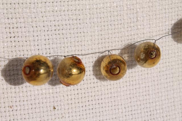 photo of antique Christmas garland, gold mercury glass balls baubles, vintage tree ornament decoration #5