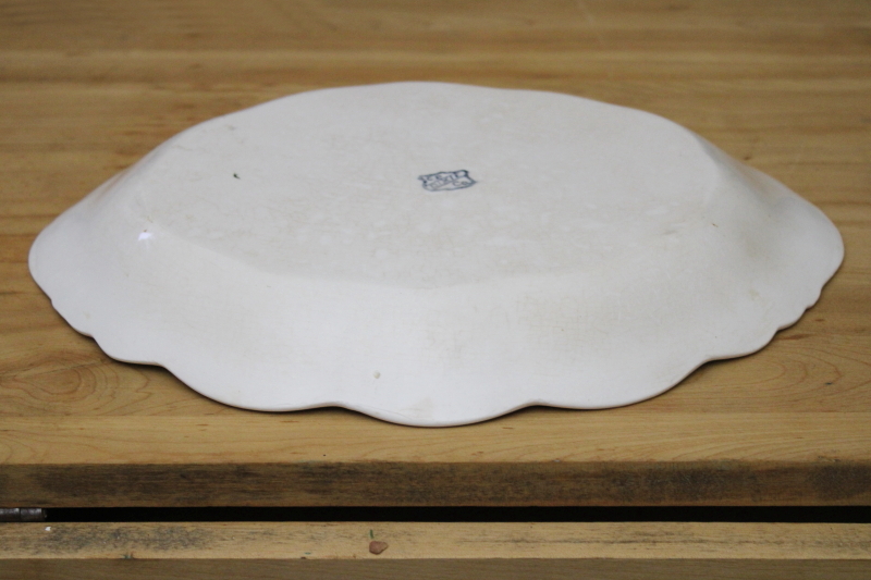 photo of antique Christmas platter, Dixie holly shabby white ironstone china early 1900s vintage #6