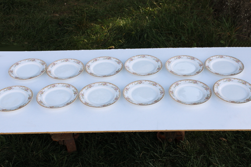 photo of antique Cleveland China rose & daisy pattern plates, early 1900s vintage dinnerware #1