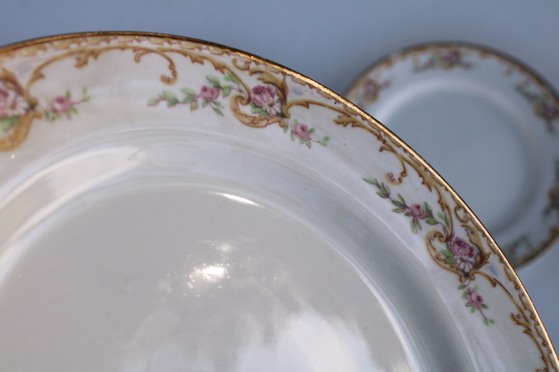 photo of antique Cleveland China rose & daisy pattern plates, early 1900s vintage dinnerware #4