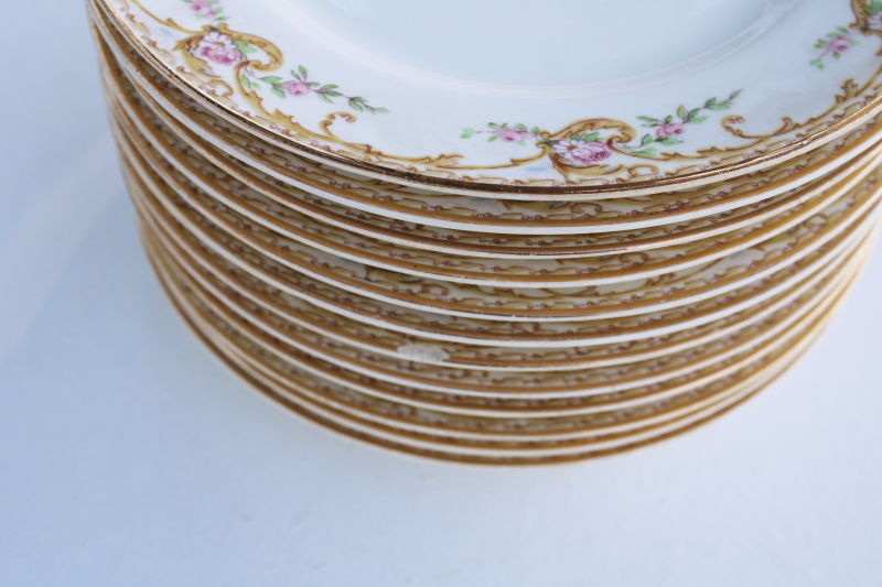 photo of antique Cleveland China rose & daisy pattern plates, early 1900s vintage dinnerware #6