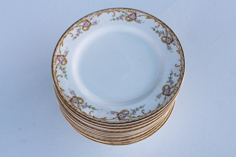 photo of antique Cleveland China rose & daisy pattern plates, early 1900s vintage dinnerware #7