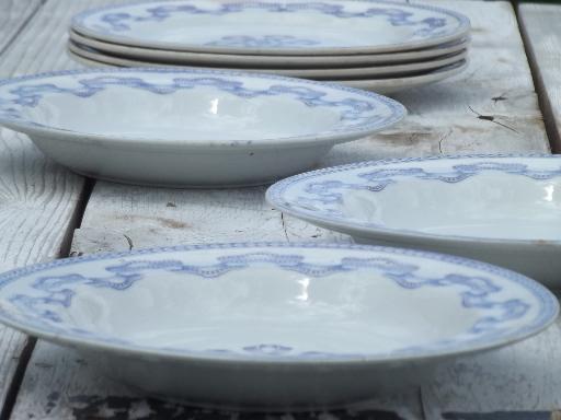 photo of antique  Clyde - Scotland blue transferware ribbon china plates & bowls #2