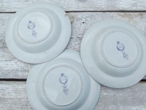 photo of antique  Clyde - Scotland blue transferware ribbon china plates & bowls #5