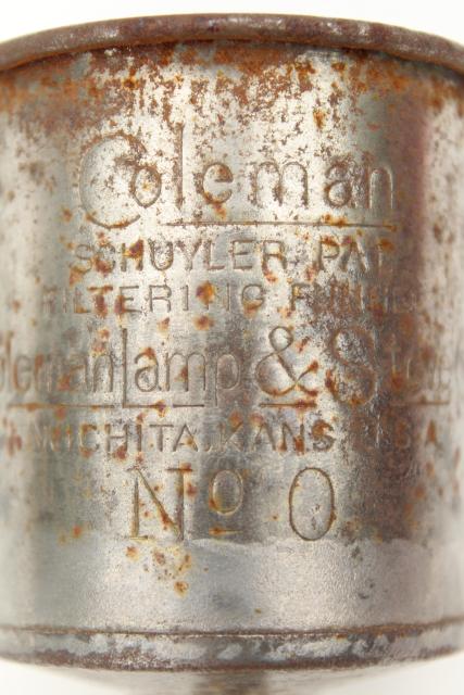photo of antique Coleman lamp oil funnel filter, early 1900s vintage lantern tool #2