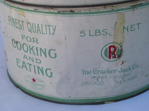 photo of antique Cracker-Jack Angelus Marshmallow tin, vintage advertising graphics #4