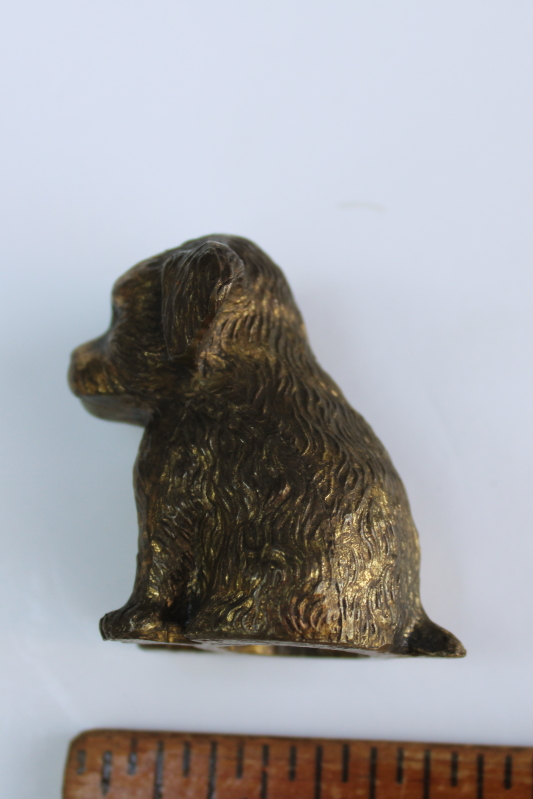photo of antique Crane & Breed (Reed?) miniature cast metal dog figurine paperweight, shaggy puppy  #2