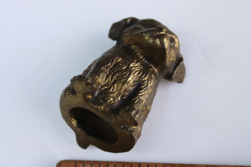 photo of antique Crane & Breed (Reed?) miniature cast metal dog figurine paperweight, shaggy puppy  #3
