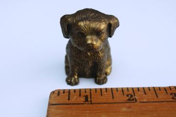 antique Crane & Breed (Reed?) miniature cast metal dog figurine paperweight, shaggy puppy 