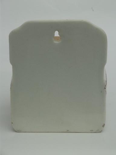 photo of antique Czech china salt box, shabby old porcelain wall box w/ wood lid #6