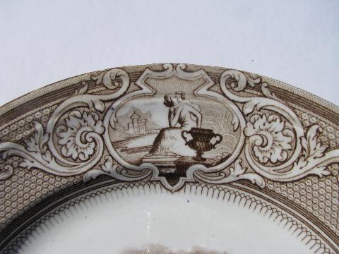 photo of antique Davenport - New York transferware china plate, mid 1800s vintage #3