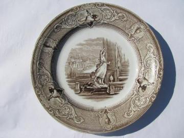 catalog photo of antique Davenport - New York transferware china plate, mid 1800s vintage