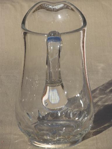 photo of antique EAPG Dakota pattern clear glass water pitcher w/ thumbprint border #3