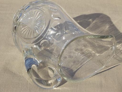 photo of antique EAPG Dakota pattern clear glass water pitcher w/ thumbprint border #6
