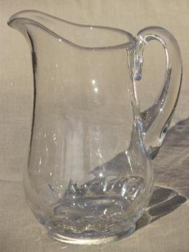 catalog photo of antique EAPG Dakota pattern clear glass water pitcher w/ thumbprint border