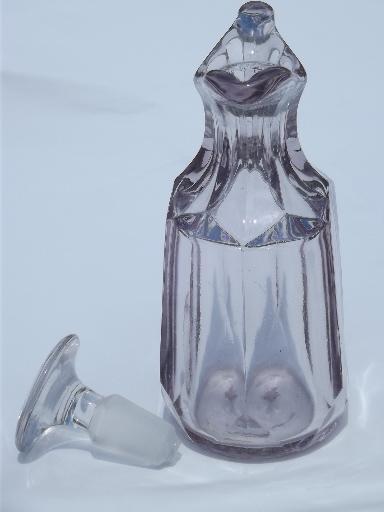 photo of antique EAPG glass cruet bottle pitcher w/ stopper, colonial pattern #2