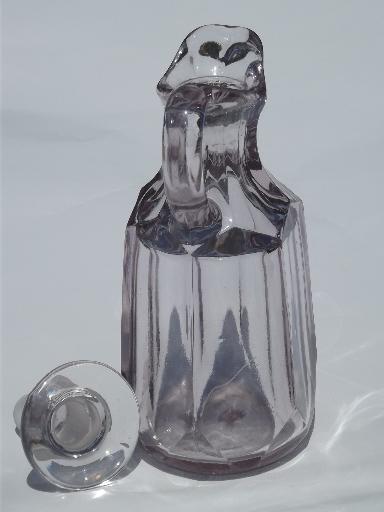 photo of antique EAPG glass cruet bottle pitcher w/ stopper, colonial pattern #3