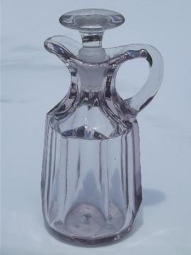 catalog photo of antique EAPG glass cruet bottle pitcher w/ stopper, colonial pattern