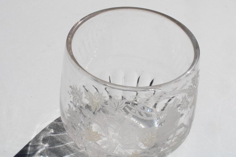 photo of antique EAPG glass jar without lid, etched stag deer pattern glass late 1800s vintage #2