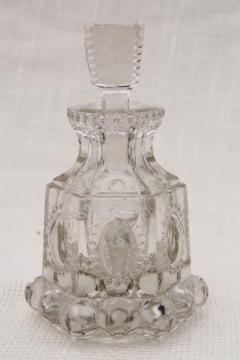 catalog photo of antique EAPG jewel pattern pressed glass cologne vanity bottle w/ glass stopper