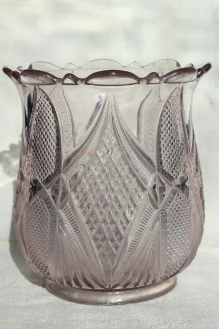 photo of antique EAPG pattern glass spooner vase or biscuit jar, sun purple lavender glass #1