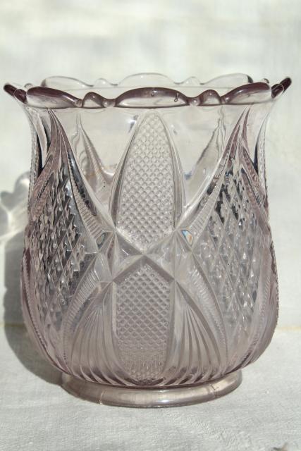 photo of antique EAPG pattern glass spooner vase or biscuit jar, sun purple lavender glass #2