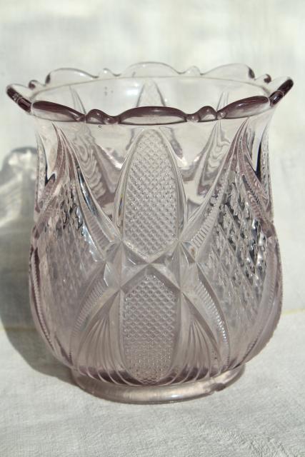 photo of antique EAPG pattern glass spooner vase or biscuit jar, sun purple lavender glass #8