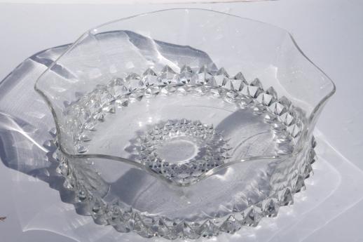 photo of antique EAPG pressed glass serving bowl, 1890s Bryce Amazon sawtooth pattern #3