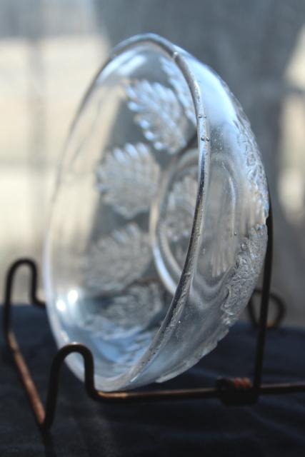 photo of antique EAPG pressed pattern glass jelly dish, oval cover bowl w/ oak leaf leaves #2