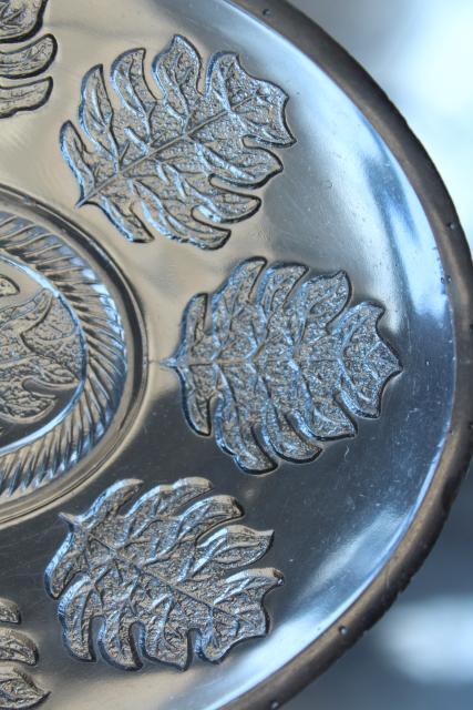 photo of antique EAPG pressed pattern glass jelly dish, oval cover bowl w/ oak leaf leaves #5